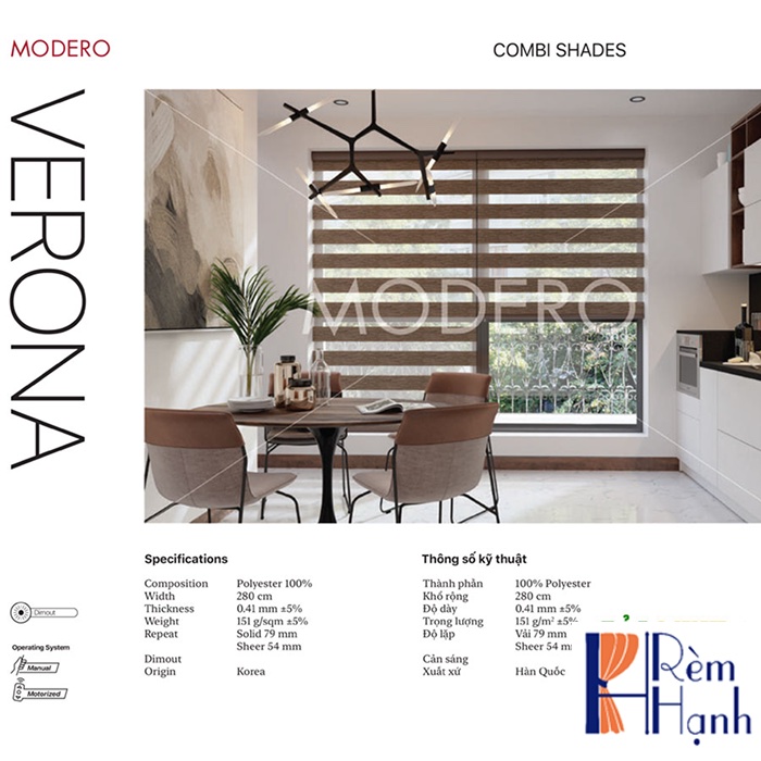 Rèm cầu vồng cản sáng đẹp hãng Modero – Mã Verona