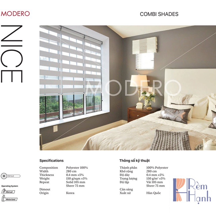 Rèm cửa cuốn cầu vồng đẹp hãng Modero – Mã NICE