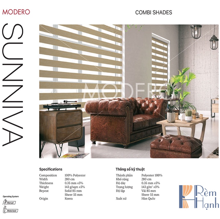 Rèm cầu vồng đẹp nhập khẩu Hàn Quốc hãng Modero- Mã Sunniva