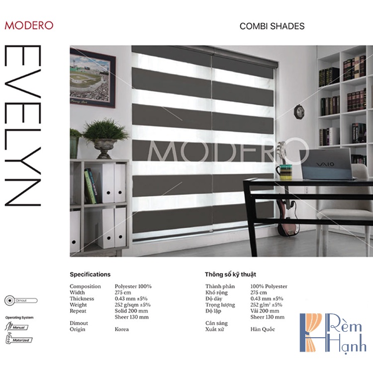 Rèm cầu vồng đẹp cản nắng hãng Modero – Mã Evelyn