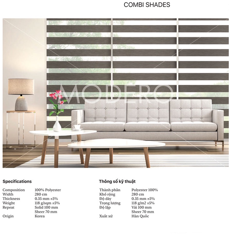 Rèm cầu vồng hãng Modero cản nắng mã Flavia