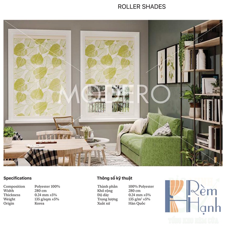 Rèm cuốn Hàn Quốc hãng Modero mã Floral