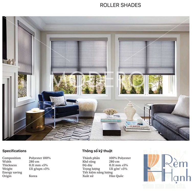Rèm cuốn Hàn Quốc hãng Modero mã Grace