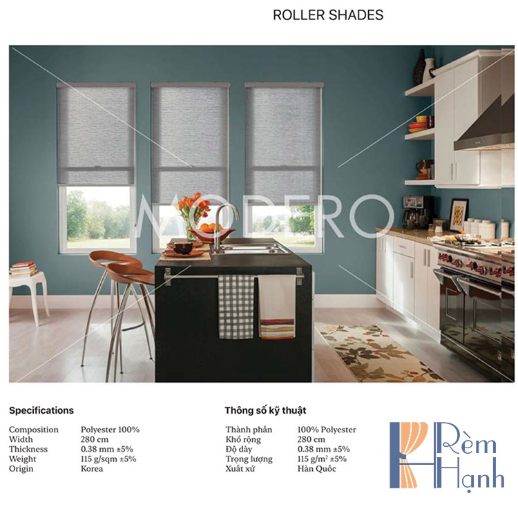 Rèm cuốn Hàn Quốc hãng Modero mã Hellios