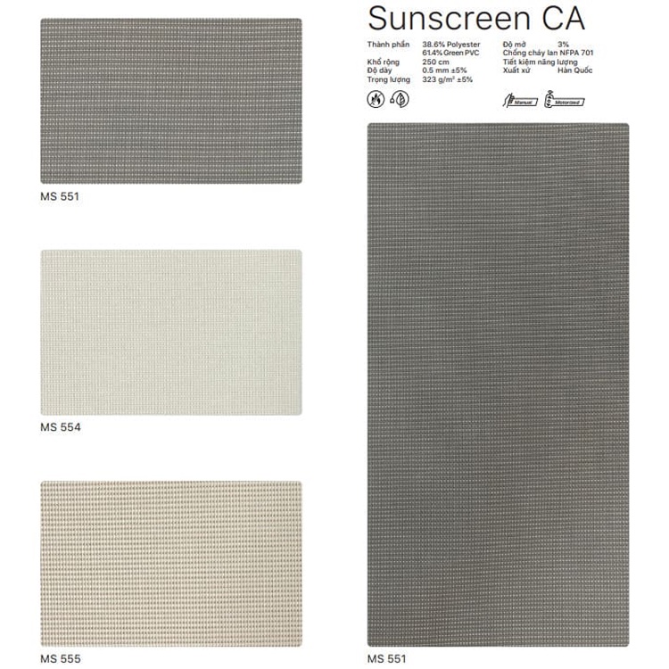 Rèm cuốn Hàn Quốc hãng Modero mã SunScreen CA