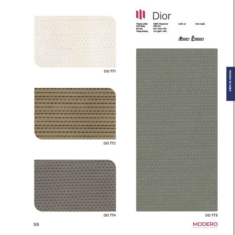 Rèm cuốn Hàn Quốc hãng Modero mã Dior