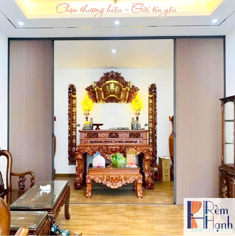 Vách ngăn phòng thờ bằng vải tổ ong cực đẹp mã FSV34