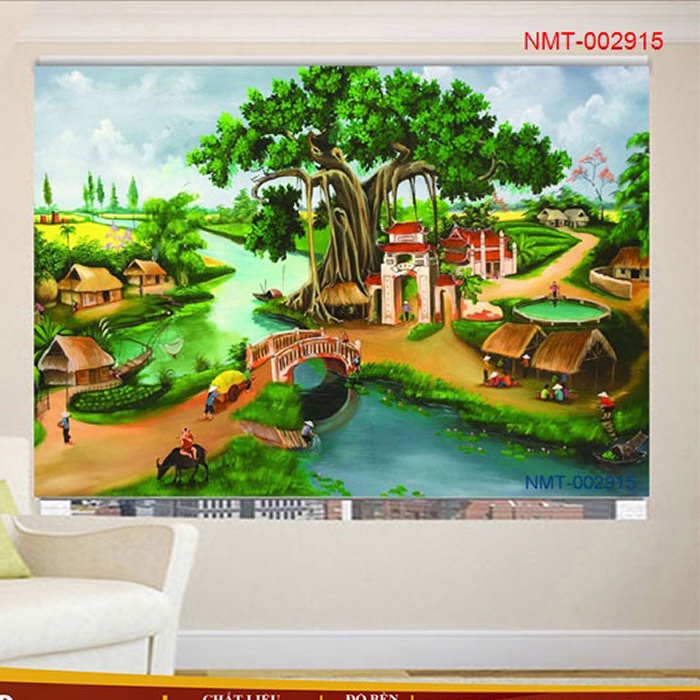Rèm cuốn in tranh – chủ đề đồng quê – mã TP2915
