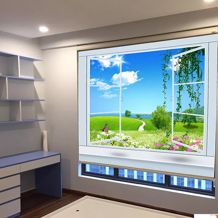 Rèm cuốn in tranh 3D đẹp cho cửa sổ chung cư