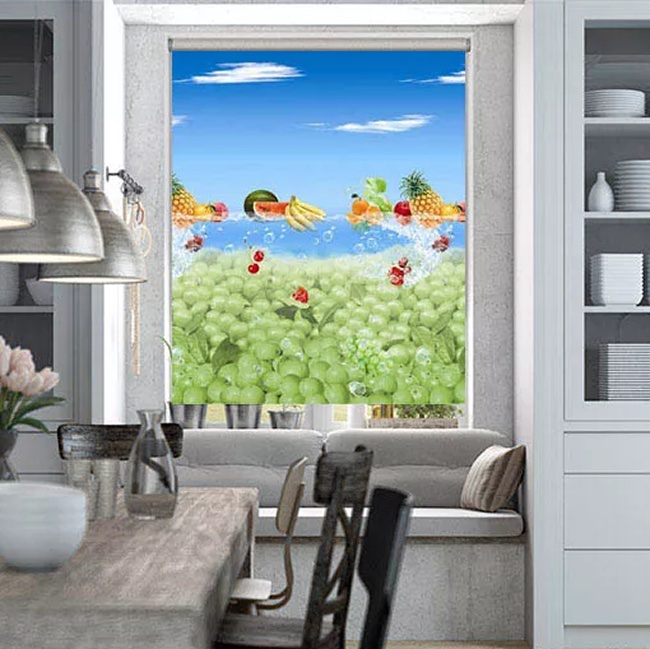 Mẫu rèm cửa đẹp dạng cuốn in tranh mã MD22