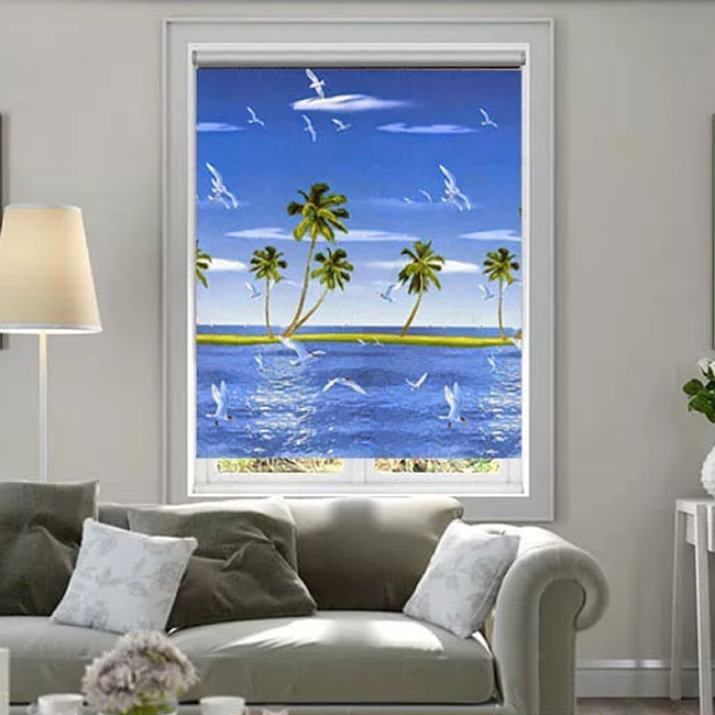 Rèm cuốn in tranh phòng khách đẹp mã MD03