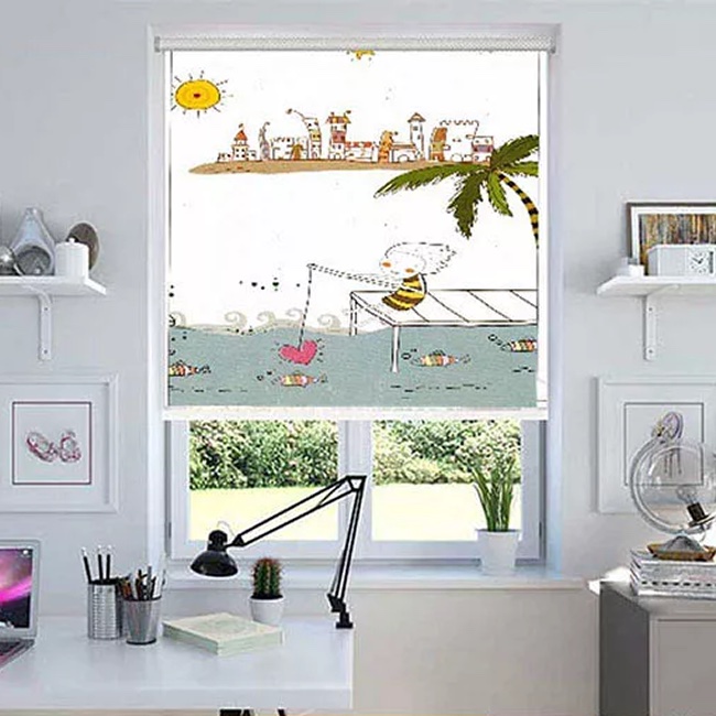 Rèm cửa giá rẻ dạng cuốn in tranh mã CT047B