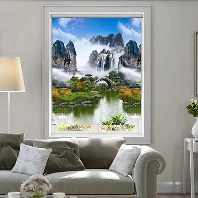 Rèm phòng ngủ giá rẻ dạng cuốn in tranh mã CT014B