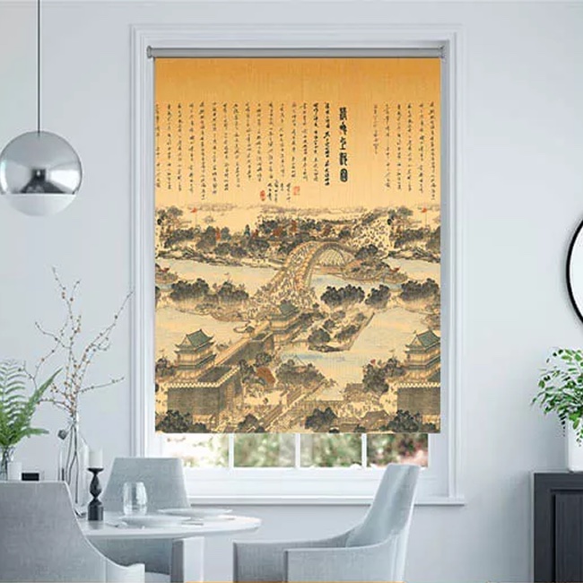 Rèm cửa giá rẻ dạng cuốn in tranh mã CT010B