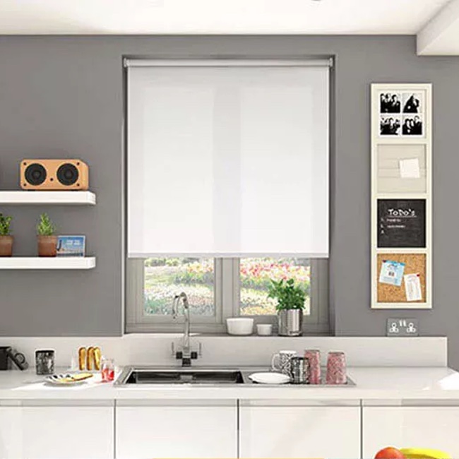 Rèm cuốn giá rẻ phòng khách vải trơn CẢN NẮNG 100%